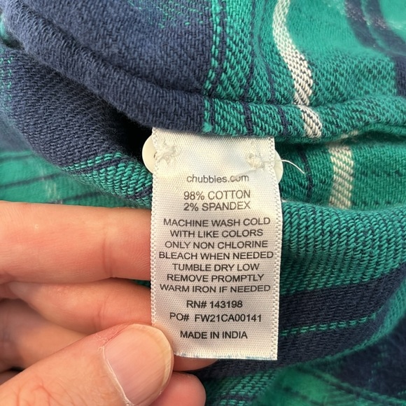 Chubbies men’s blue and green button down flannel shirt size medium - Picture 9 of 9